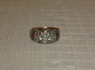 Vintage 10k Gold Diamond Ruby Shriners Mason Men 