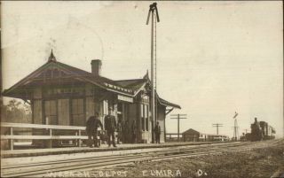 Elmira Oh Wabash Rr Depot Train Station C1910 Real Photo Postcard