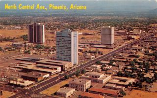 Phoenix Arizona North Central Avenue Aerial Photo Postcard 1967