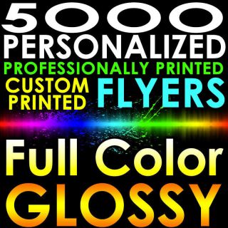5000 Personalized Custom Printed Flyers 8.  5x5.  5 Full Color Gloss 1/2 Page 2side
