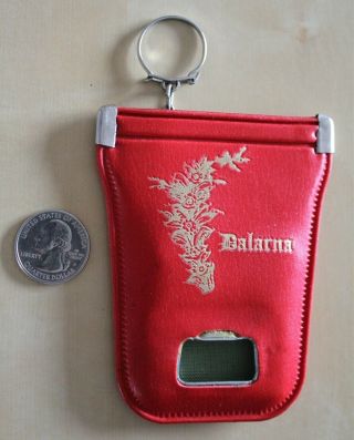 Dalarna Sweden Vintage Red Key Protector Pouch Souvenir Keychain Key Ring