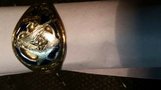 Masonic 14K Gold,  Diamond and Blue enamel,  size 9,  6 grams 2