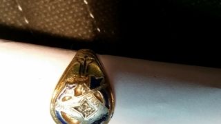 Masonic 14K Gold,  Diamond and Blue enamel,  size 9,  6 grams 3