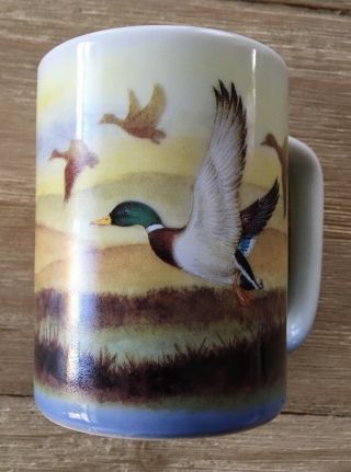 Vintage Otagiri Flying Mallard Duck In Flight Nature Coffee Mug Cup Japan