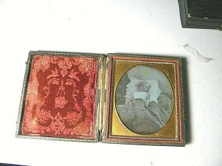 1/6 Plate Daguerreotype - Post Mortem,  Tinted w Full Case 2