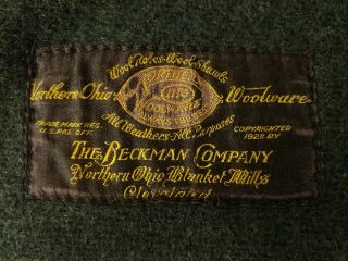Beckman Co Northern Ohio Woolware Green Plaid Satin Trim Blanket Throw 57 x 68 