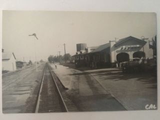 Merced California Atsf Rr Station Railroad Depot B&w Real Photo Postcard Rppc