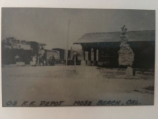 Moss Beach California Os Rr Station Railroad Depot B&w Real Photo Postcard Rppc