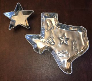 Arthur Court 2003 Texas State Tray Platter Map Shaped And Star Bowl