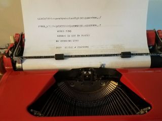 VTG 1957 Royal Quiet De Luxe Rare Red Gloss Portable Typewriter & Case Excellant 4