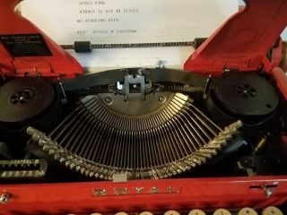 VTG 1957 Royal Quiet De Luxe Rare Red Gloss Portable Typewriter & Case Excellant 5