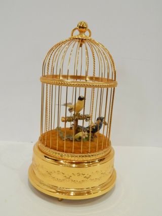 Reuge Two Singing Birds In Gilded Cage Music Box Voliere De La Cour Automaton