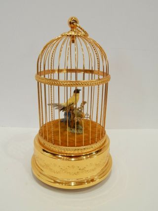 Reuge Two Singing Birds in Gilded Cage Music Box Voliere de la Cour Automaton 4
