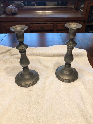 Colonial Casting Co.  Meriden,  Connecticut Pewter Candle Holders Great 2