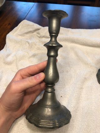Colonial Casting Co.  Meriden,  Connecticut Pewter Candle Holders Great 3