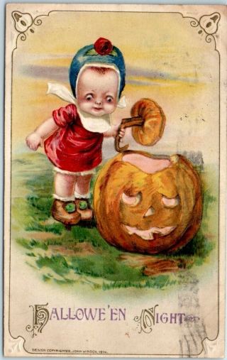 Vintage Winsch Postcard Freixas " Halloween Night " Series 450/21 3939 - 1919