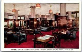 Chicago,  Il Postcard Marshall Field Dept Store " Reading Writing & Rest Rooms "
