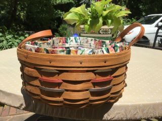 Longaberger Woven Traditions Button Basket W/ Liner And Protector