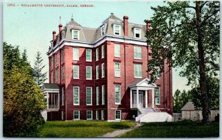 Salem,  Oregon Postcard Willamette Univeristy Main Building Mitchell 1910s