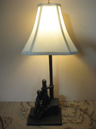 Vintage Hand Cast In Ireland Modelled By Jeanne Rynhart Statue Table Lamp