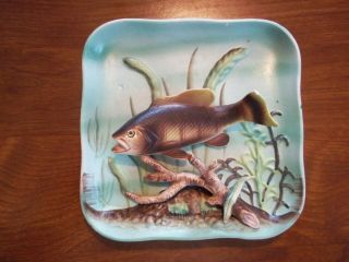 Napco 3d Pained Ceramic Smallmouth Black Bass Wall Hanging Plaque B3268r Vtg.
