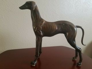 Large Vintage Bronze Greyhound Dog Statue Figurine