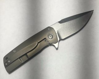 Tim Curry Micro Myrmidon Flipper Custom Knife Titanium 2