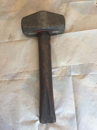 Vintage Unmarked 3.  25 Pound Small Sledge Rock Hammer With Wood Handle B