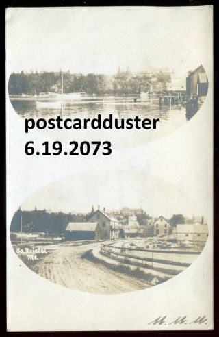 2073 - South Bristol Maine 1906 Multiview.  Street View.  Real Photo Postcard