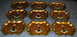 Set Of 10 Mini Tole Trays Signed By Artist Georges Briard