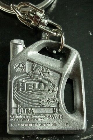 Shell Helix Oil Can Keyring Key Ring Motor Sport Metal Car