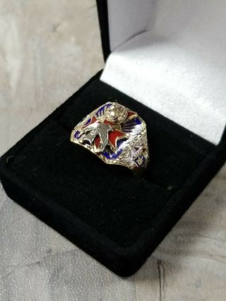 Knights Of Columbus 10k 4th Degree Ring Size 10 8.  6gr