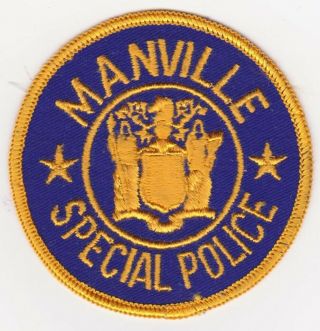 Nj Police Patch - Manville Police Nj - Old Special Patch