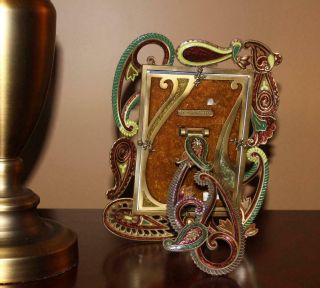 Stunning Jay Strongwater Green Swirl Scroll Enamel 5 x 7 Picture Photo Frame 2