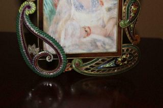 Stunning Jay Strongwater Green Swirl Scroll Enamel 5 x 7 Picture Photo Frame 6
