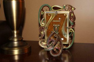 Stunning Jay Strongwater Green Swirl Scroll Enamel 5 x 7 Picture Photo Frame 8