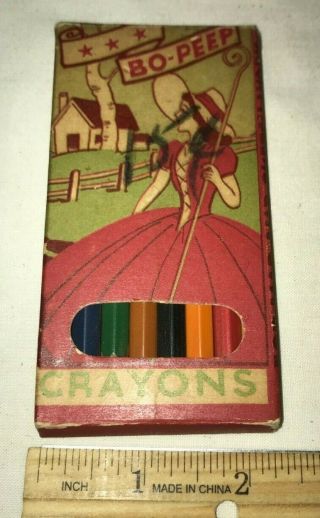 Antique Bo Peep Sheep Nursery Rhyme Color Crayon Pencil School Box Lewisburg Tn