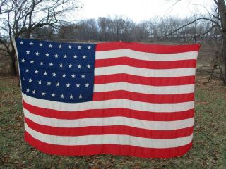 116 " X 63 " Glorious Old Wool 45 Star Usa American Flag - Sewn Stars & Stripes