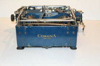 C1920 ' S CORONA SPECIAL PORTABLE FOLD UP BLUE TYPEWRITER 3