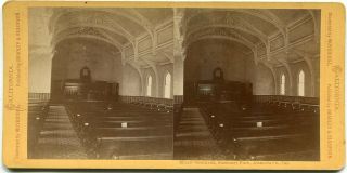 Oakland Ca California Mills Seminary Chapel Interior Muybridge Stereoview Photo