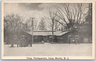Camp Merritt,  Jersey Postcard " Camp Headquarters " Army Base Wwi 1910s
