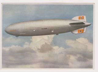 1936 German Airship Hindenburg In Flight Postcard Pc Colored Xf Backstamp