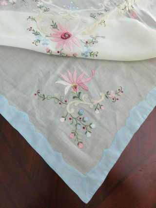Gorgeous 68x49 " Vintage Madeira Organdy Embroidery Tablecloth