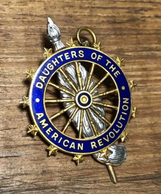 14k Gold Dar Daughters Of The American Revolution Pin/pendant/brooch Caldwell Co