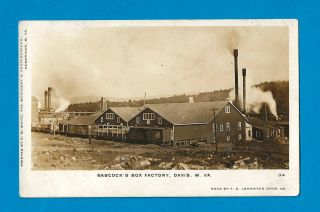 Davis,  Tucker Co,  Wv,  Rppc Babcocks Box Factory,  Photo By O M White,  Ca 1915,  Vf
