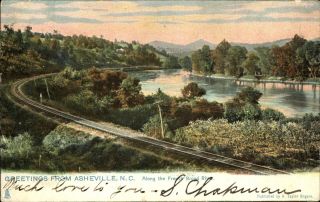 Greetings From Asheville Nc Railroad Along French Broad River Tuck Udb C1905
