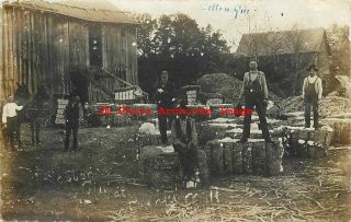 Ga,  Tallapoosa,  Georgia,  Rppc,  Cotton Gin,  Bales,  Workers,  1920 Pm,  Photo