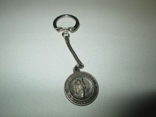 Vintage Keychain Keyring Saint Christopher Protect Us Bishop Choi