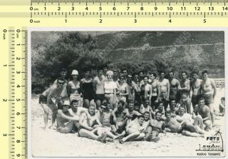 Beach Group,  Guys Trunks Guys Men,  Swimsuit Women Old Photo Snapshot