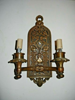Arts And Crafts Era Bronze Double Light Sconce